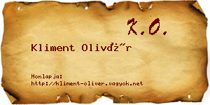 Kliment Olivér névjegykártya